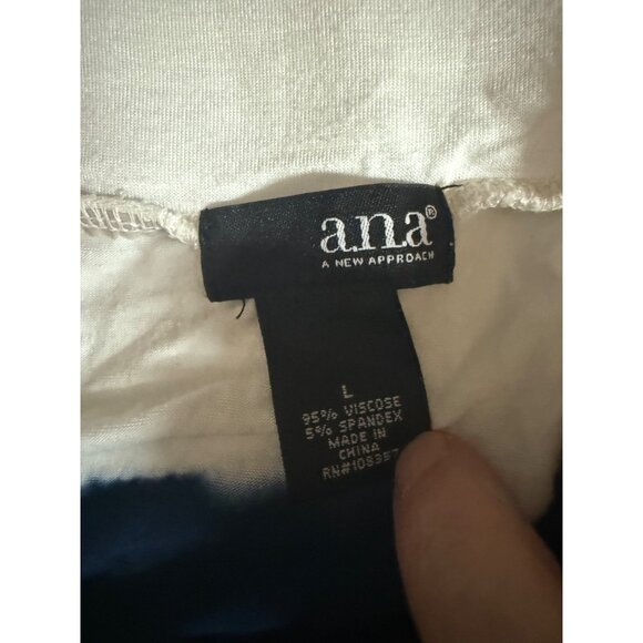 a.n.a Maxi Skirt Womens Large White Blue Striped Stretch Side Slit Drawstring - Picture 4 of 4